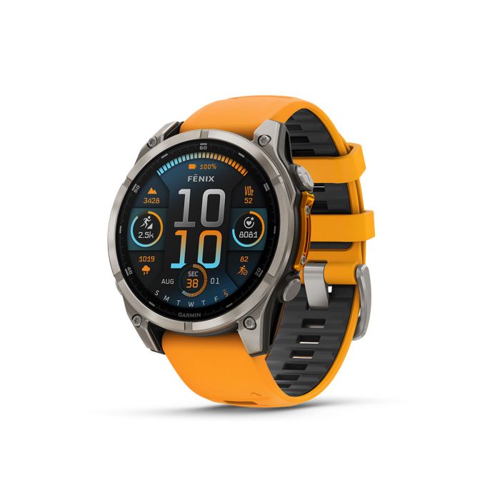 fēnix® 8 – 47 mm, AMOLED, Sapphire, Titanium med Spark Orange/Graphite silikonerem 3