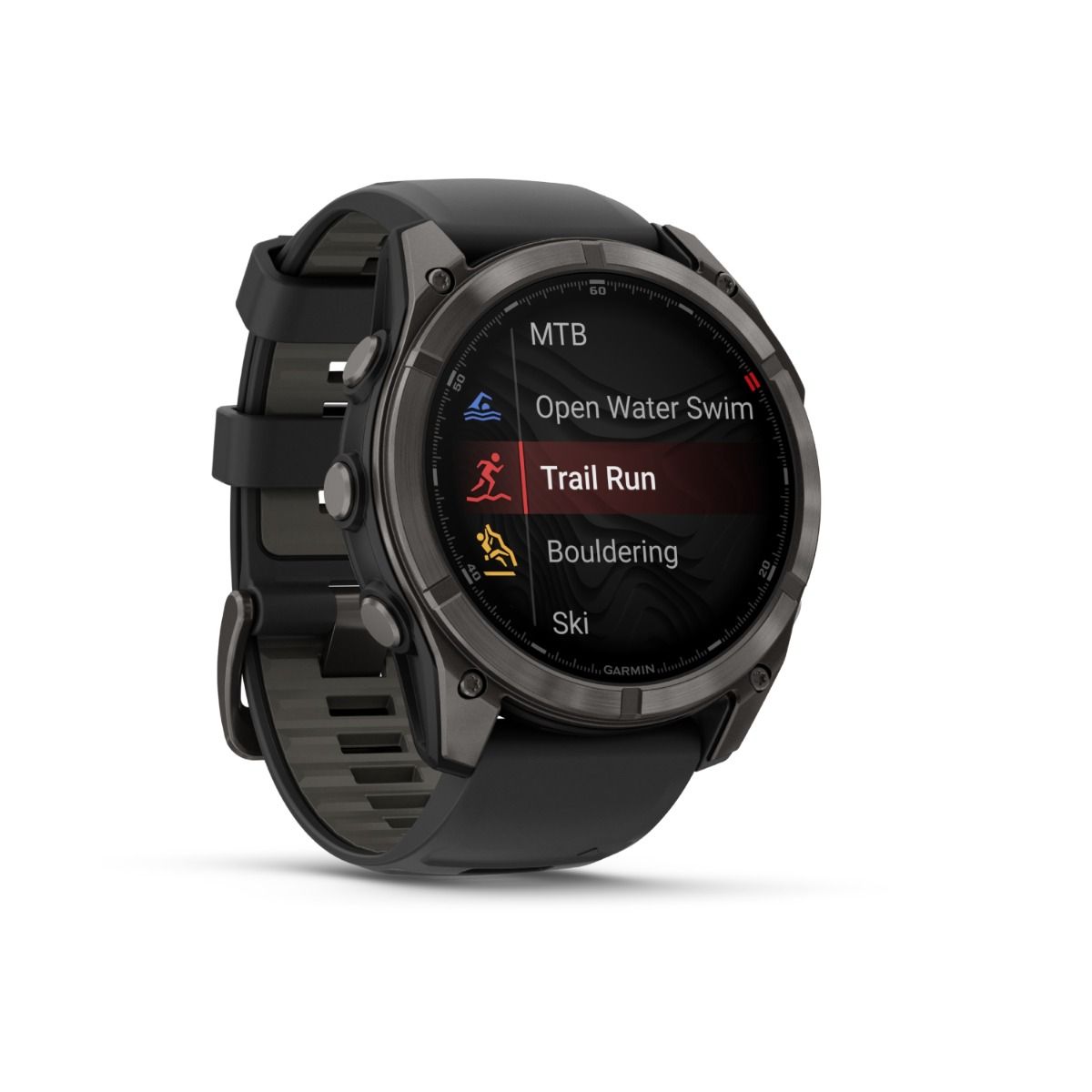 fēnix® 8 Pro – 51 mm, AMOLED, Sapphire, titanium med silikonerem i Graphite/sort