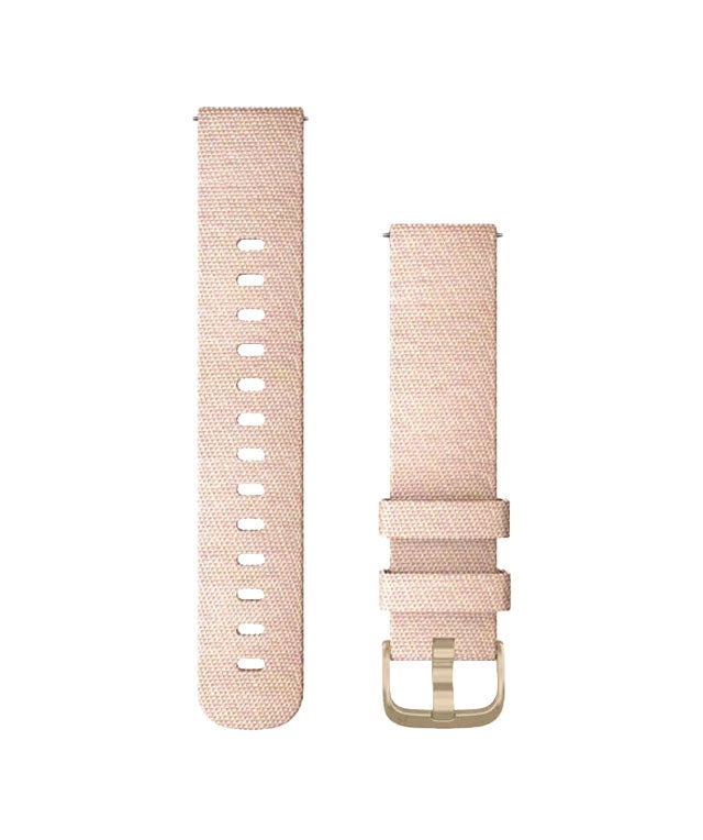 Quick Release remme (20 mm), Blush Pink vævet nylon, lys guld hardware 1
