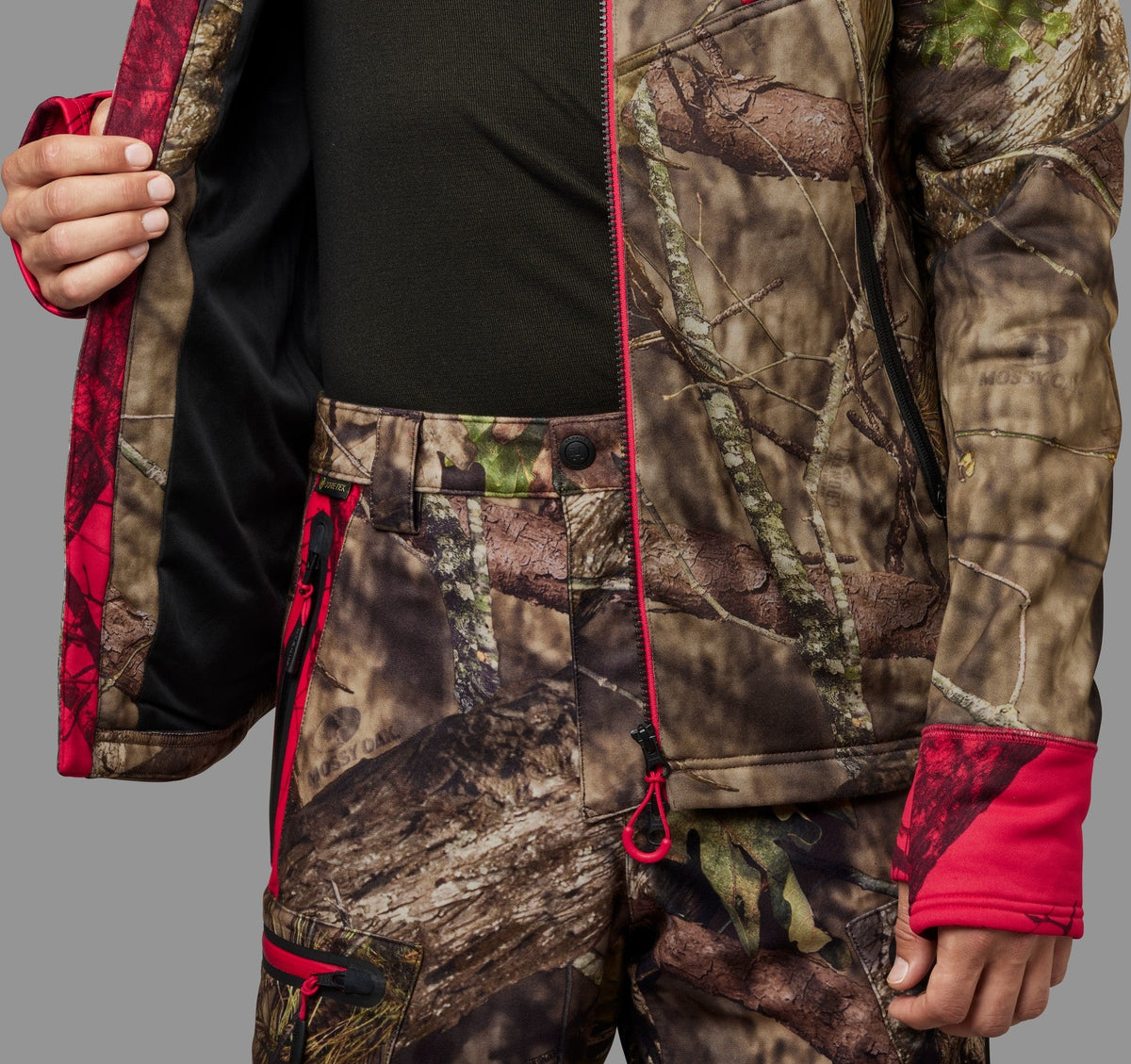 Str. S - Moose Hunter 2.0 - fleece jakke MossyOak®Break-Up Country®/MossyOak®Red - Härkila - Ombytningsvare