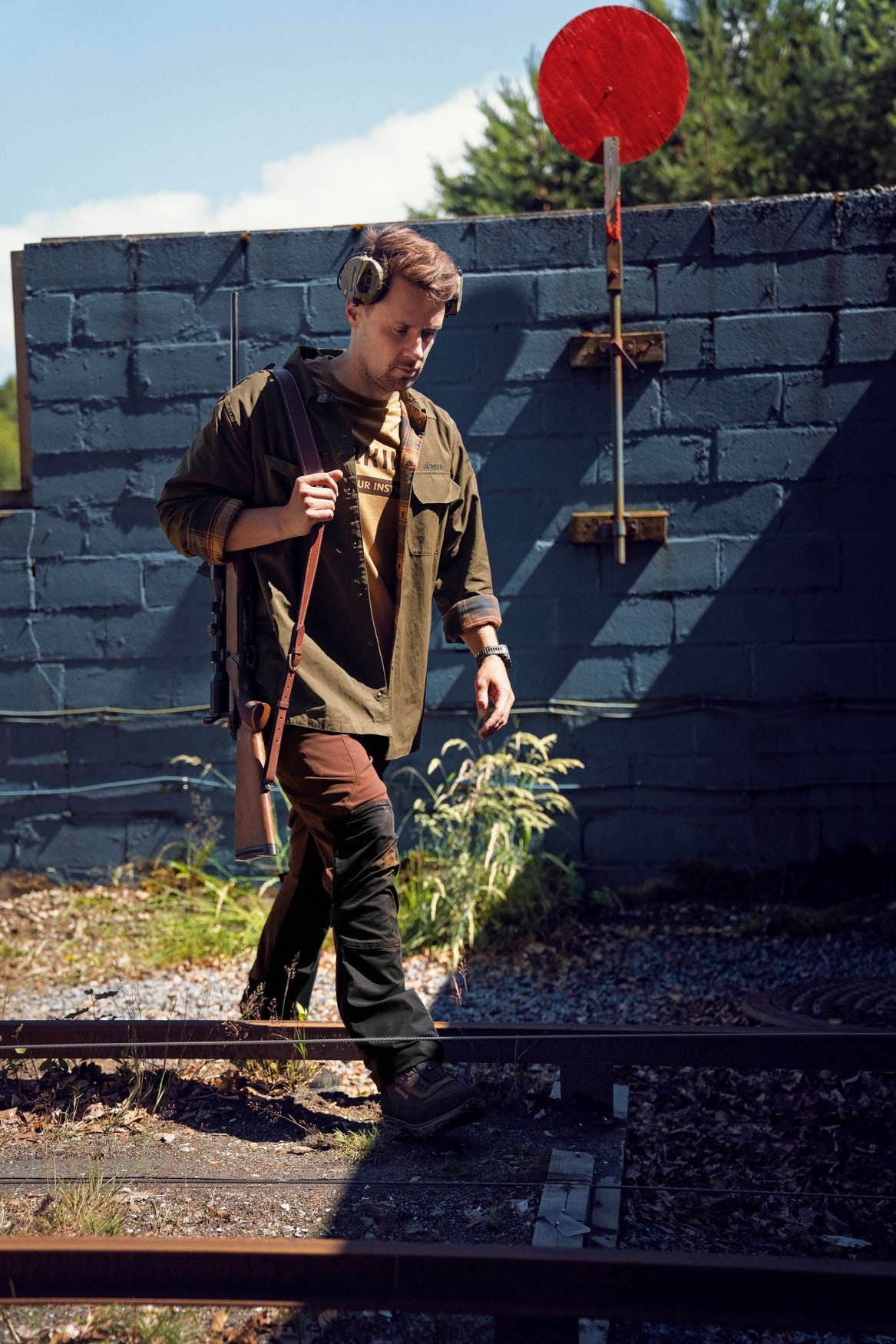 Eirik reversible skjorte jakke Dark warm olive/Burgundy - Härkila