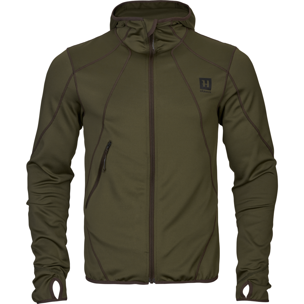 Deer Stalker - Fleece-hættetrøje med fuld lynlås Willow green - Härkila