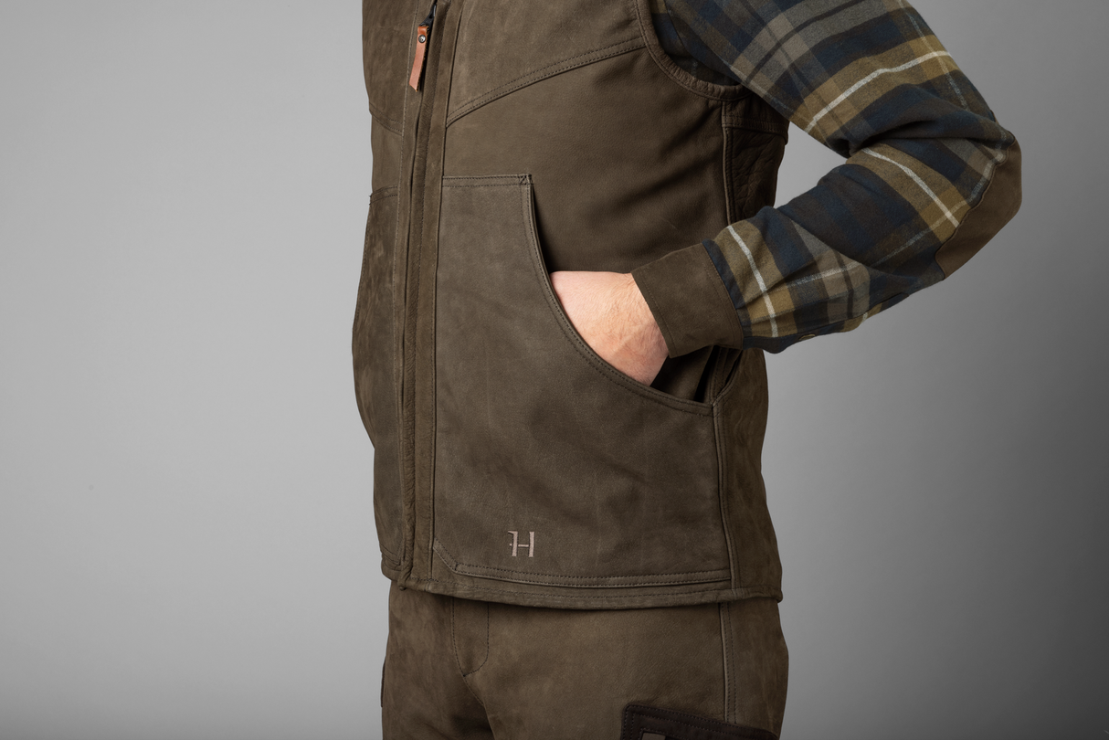 Pro Hunter leather waistcoat Willow green - Härkila