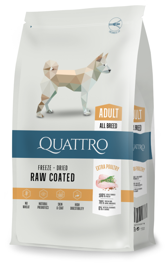 Quattro Super Premium All Breed Adult, Extra Poultry 12kg — 2 sække