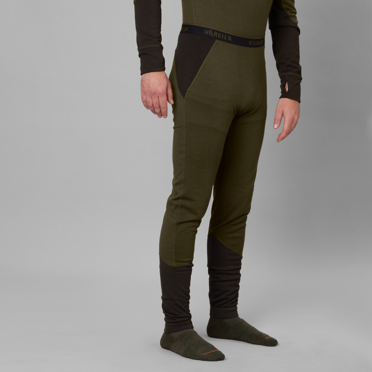 Härkila Base Warm long johns Willow green/Shadow brown - Härkila