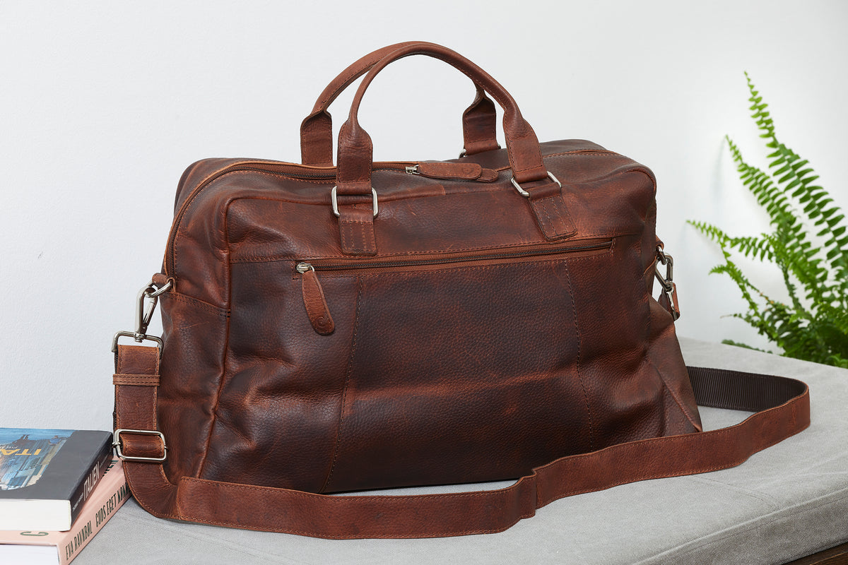 Corium Hunter holdall rejsetaske i brunt læder