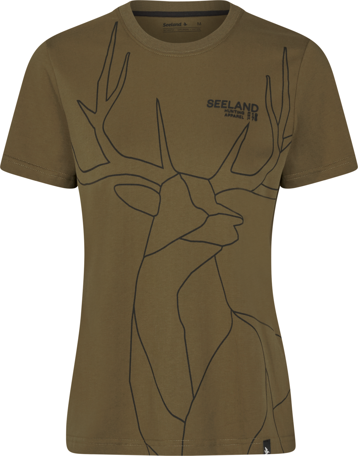 Deer On Line Women T-shirt - Military Olive