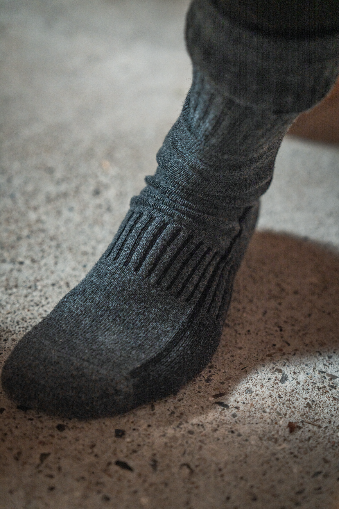 Field Heavy Merino Sokker - Grey Melange/Black