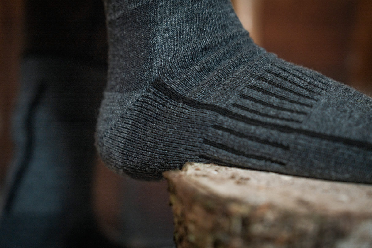 Field Heavy Merino Sokker - Grey Melange/Black