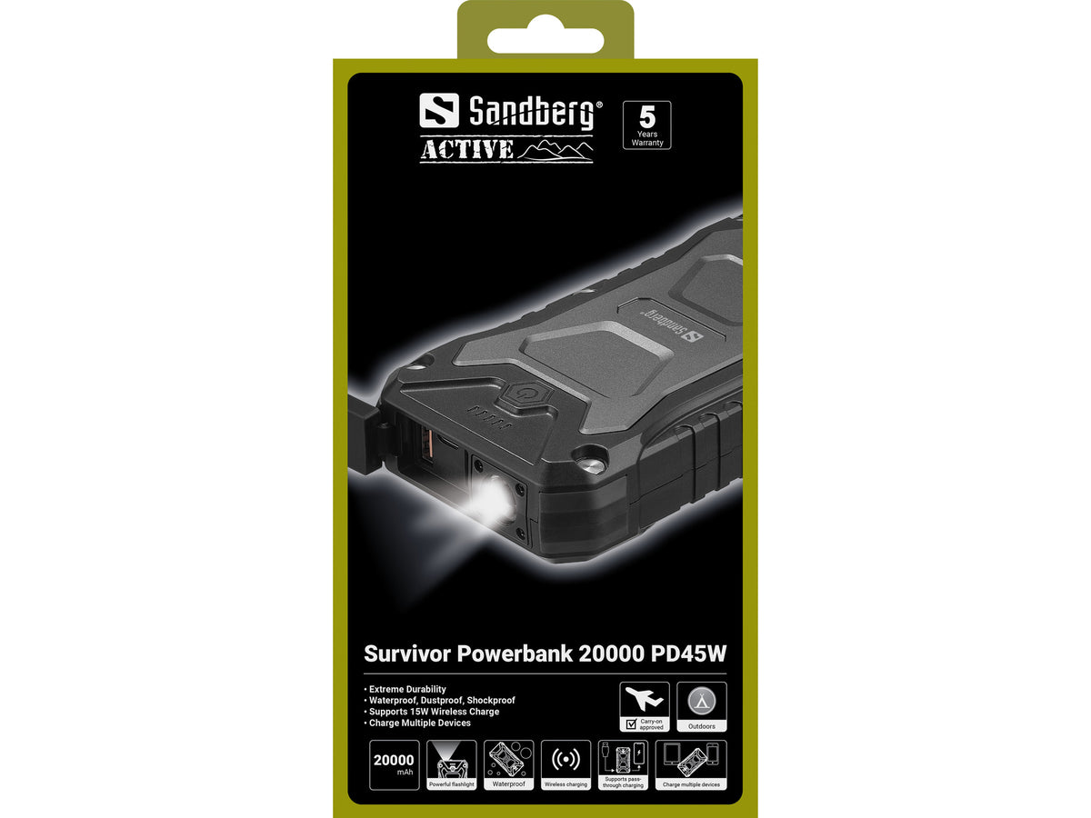 Survivor Powerbank USB-C 20.000 mAh – Sandberg