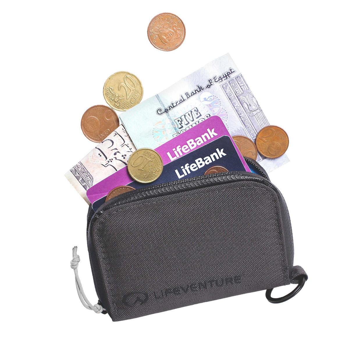 RFiD Coin Wallet, Recycled, Grey - Life Venture