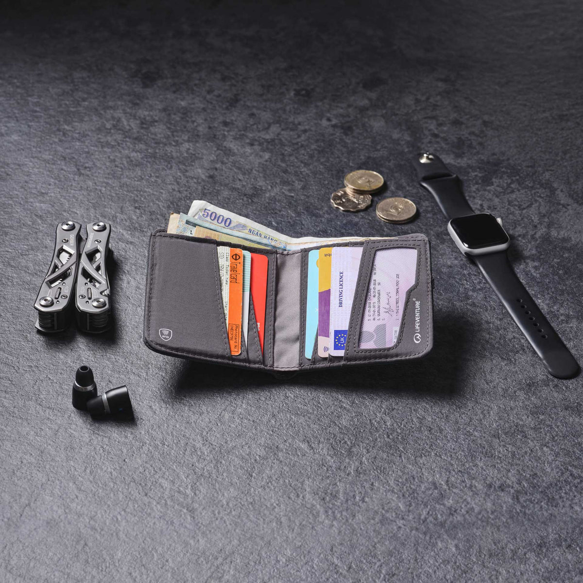 RFID Compact Wallet, Recycled, Grey - Life Venture