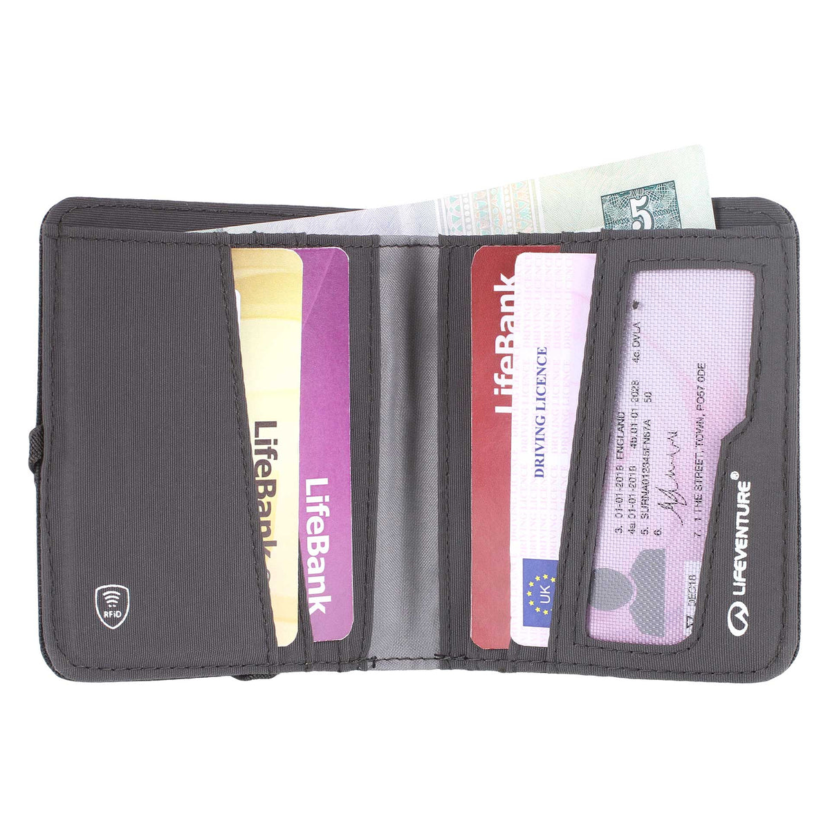 RFID Compact Wallet, Recycled, Grey - Life Venture
