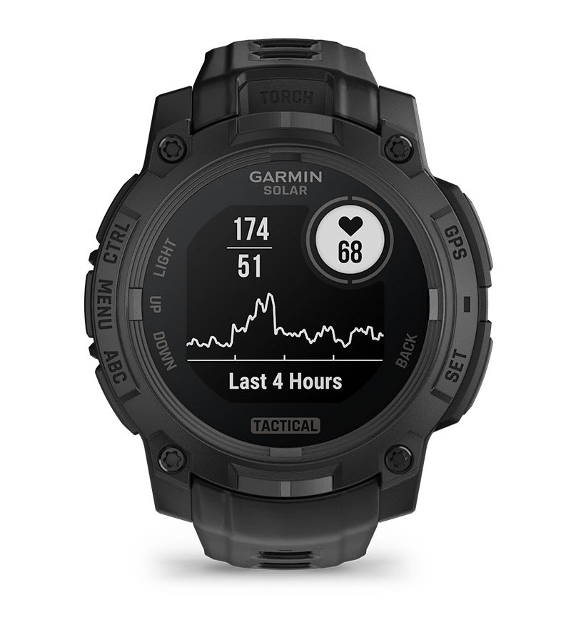 Instinct® 3 – 45 mm, Solar, Tactical Edition, Sort med sort rem