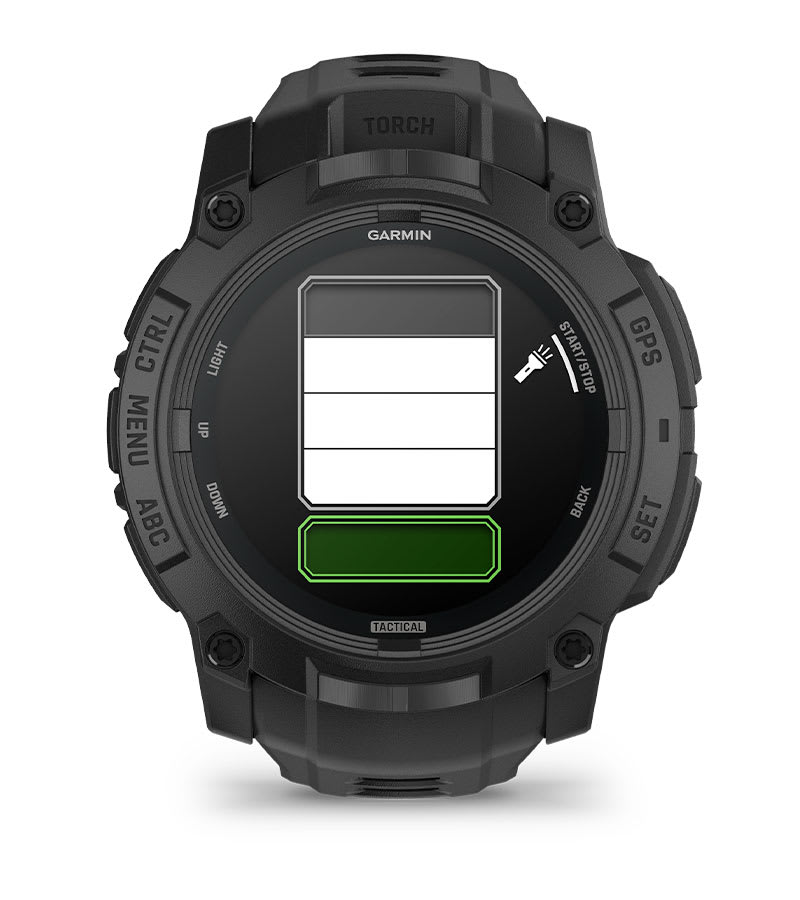 Instinct® 3 – 50 mm, AMOLED, Tactical Edition, Sort med sort rem