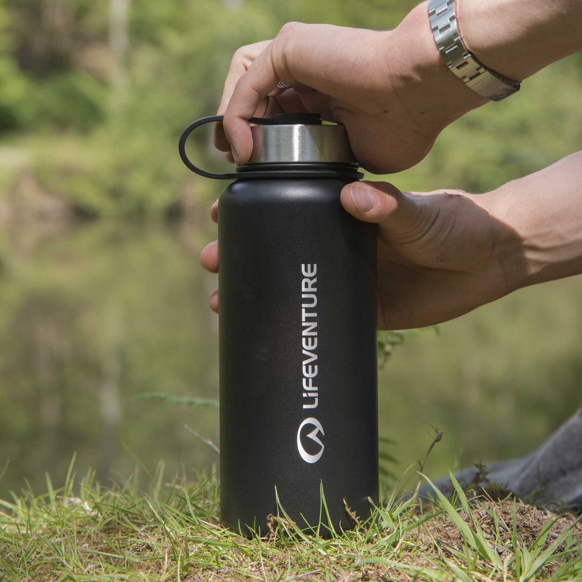 Rustfri stålflaske 1 liter - LifeVenture