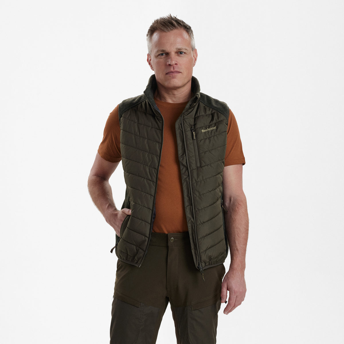 Moor Vatteret Vest med strik - Green - Deerhunter