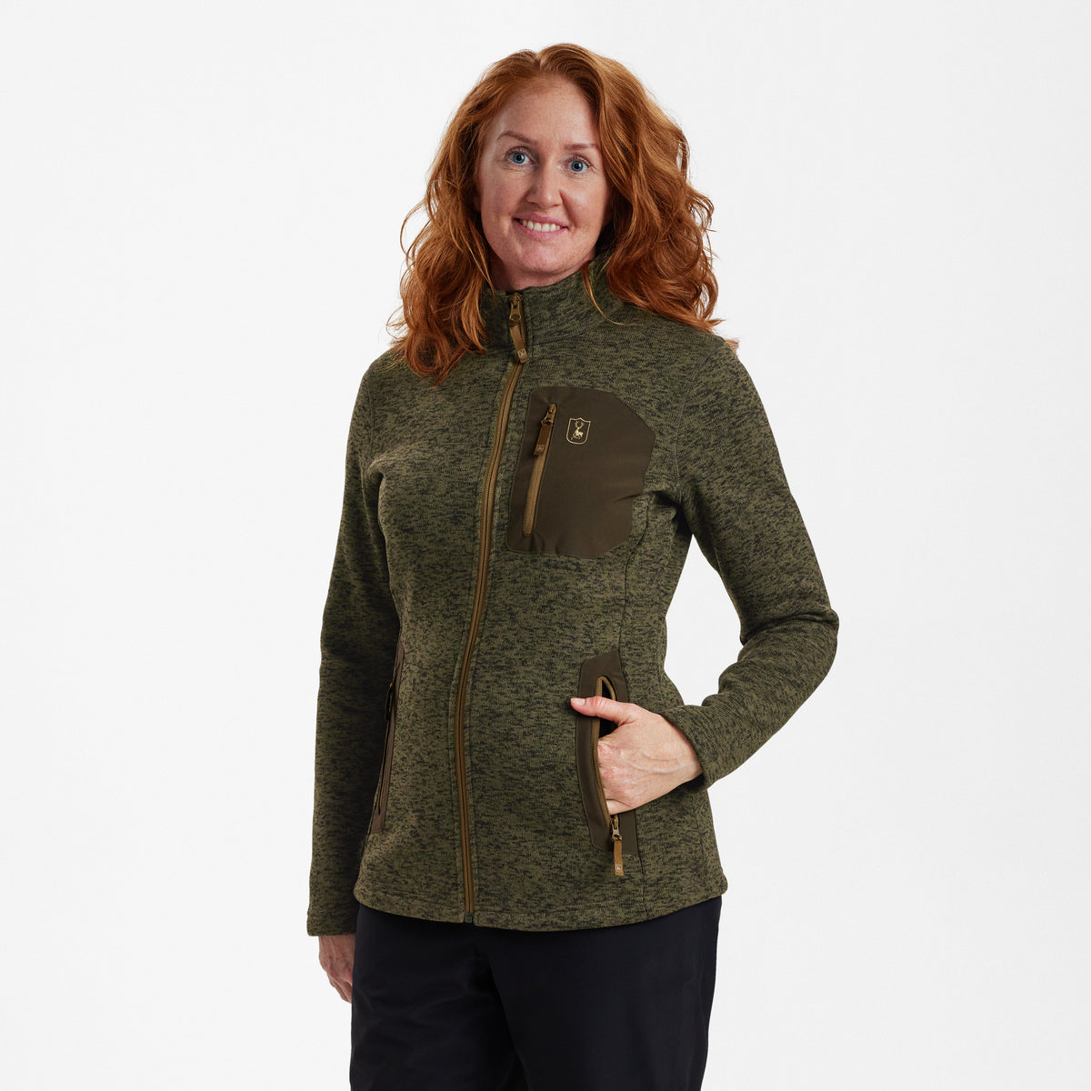 Lady Sarek Strikjakke - Olive - Deerhunter
