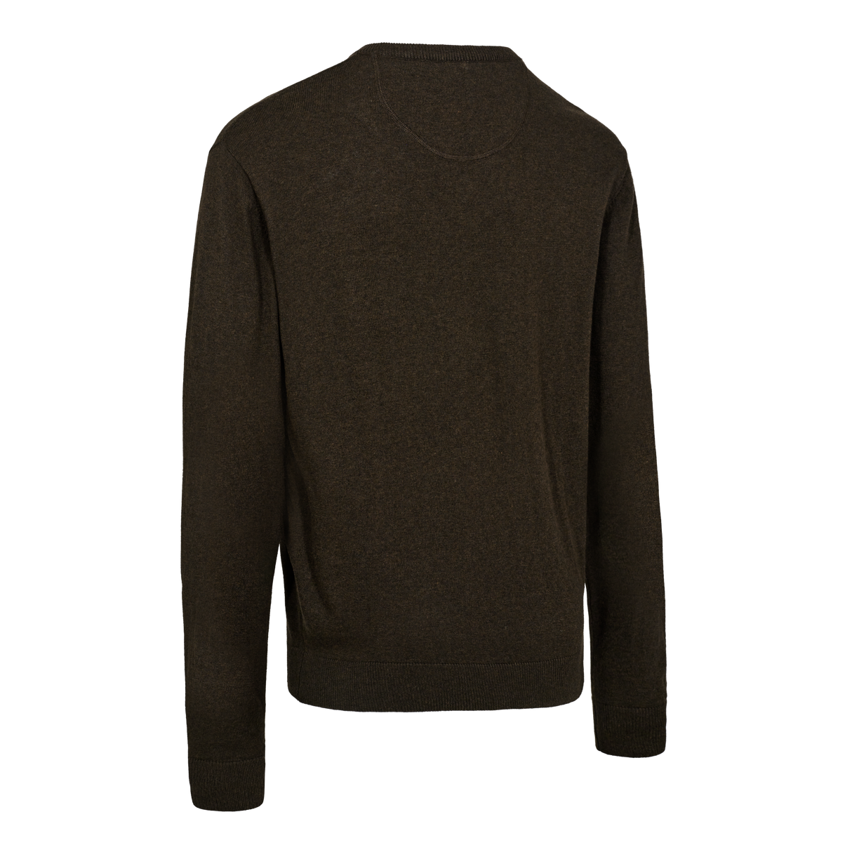 Harrington Strik med V-hals - Brown Melange - Deerhunter