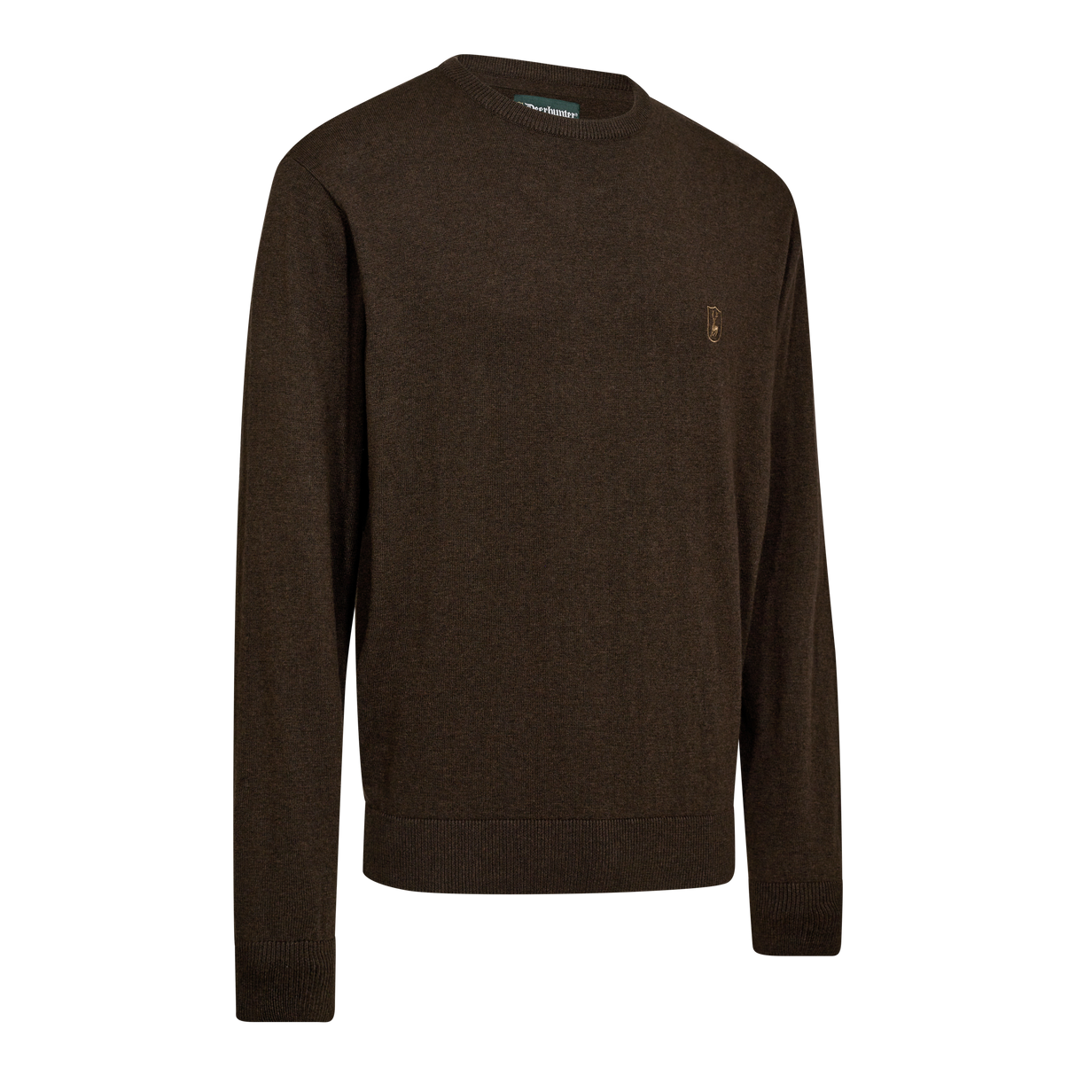 Harrington Strik med rund hals - Brown Melange - Deerhunter
