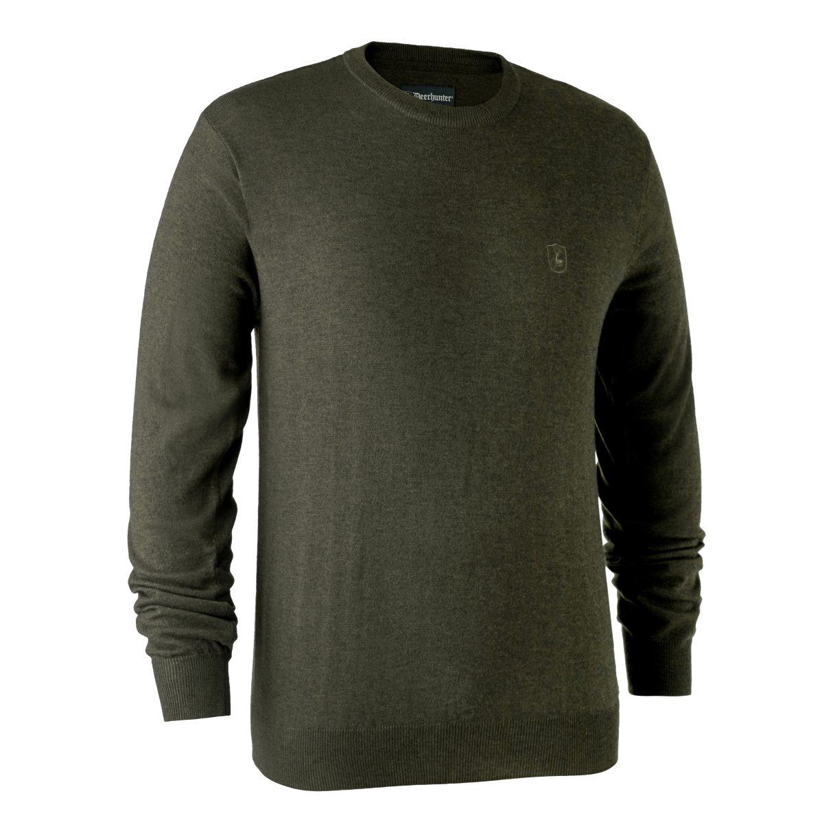 Kingston Strik med rund hals - Green Melange - Deerhunter