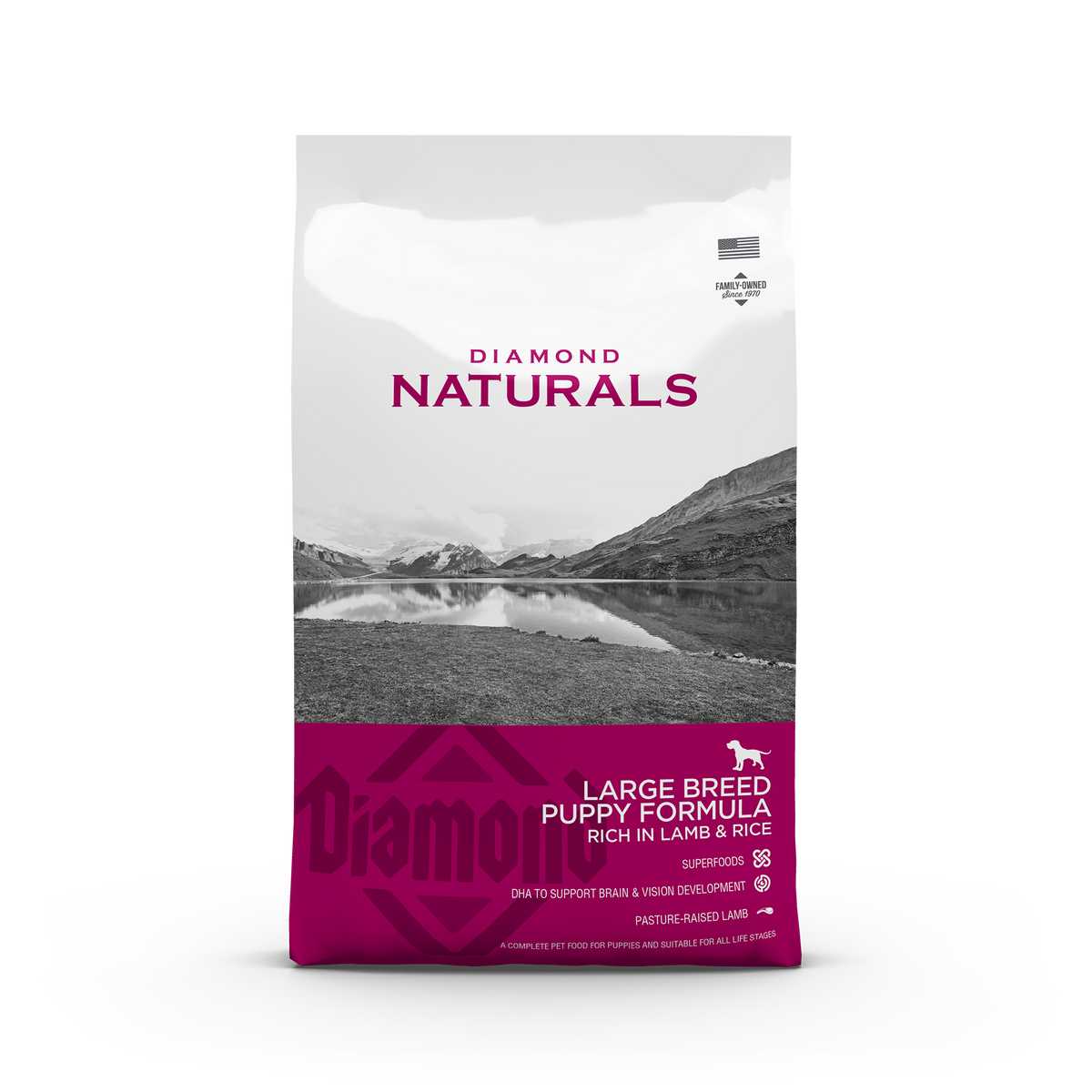 Diamond Naturals Large Breed Puppy Lamb & Rice 15 kg — 2 sække