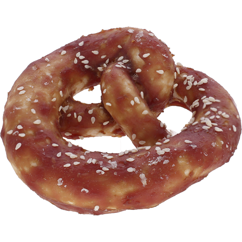 Rawhide pretzel, med and, 10x10cm, 75g,