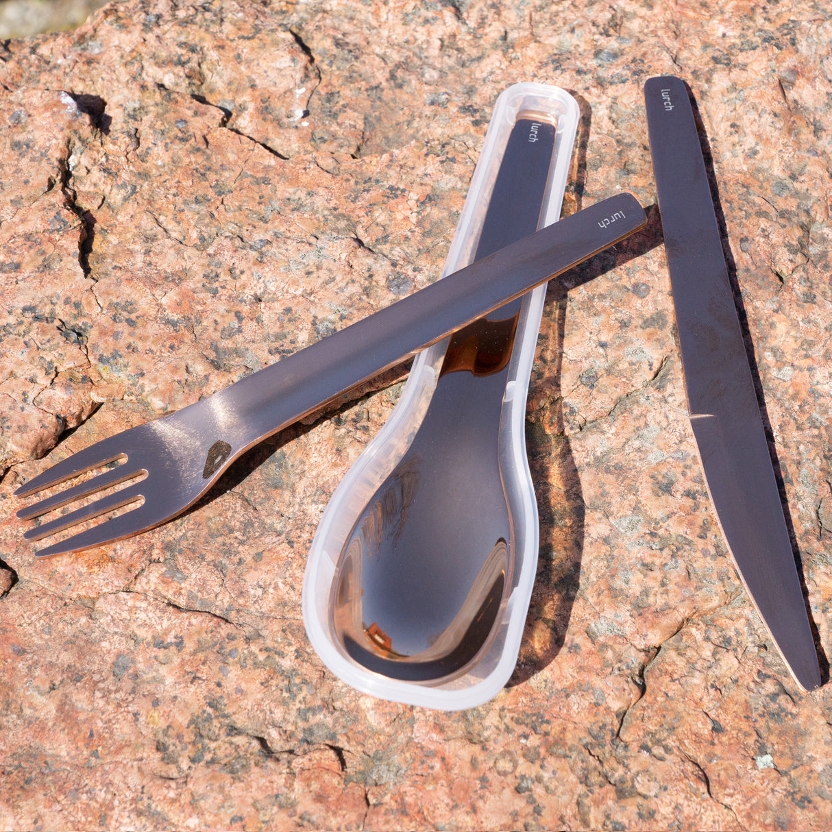 Lurch Bestiksæt To-Go rustfrit - stål / bronze med opbevaringsboks