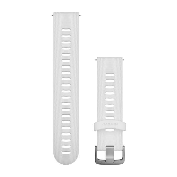 Quick Release remme (20 mm), Hvid silikonerem, rustfrit stål hardware