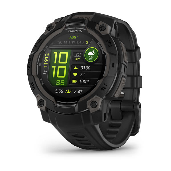 Instinct® 3 – 45 mm, AMOLED, Sort med sort rem