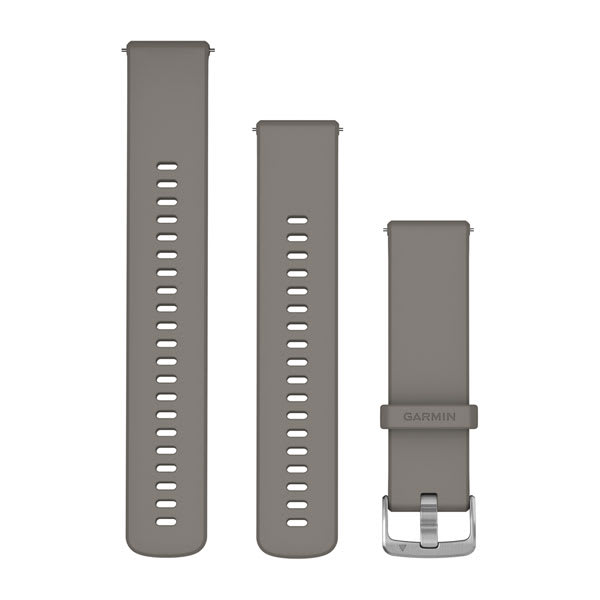 Quick Release remme (22 mm), Silver Grey silikone , sølv hardware