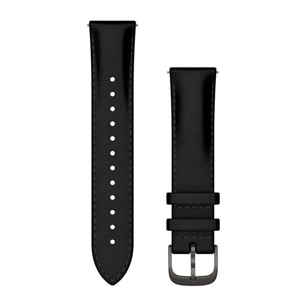 Quick Release remme (20 mm), Sort læder, Brushed Slate hardware