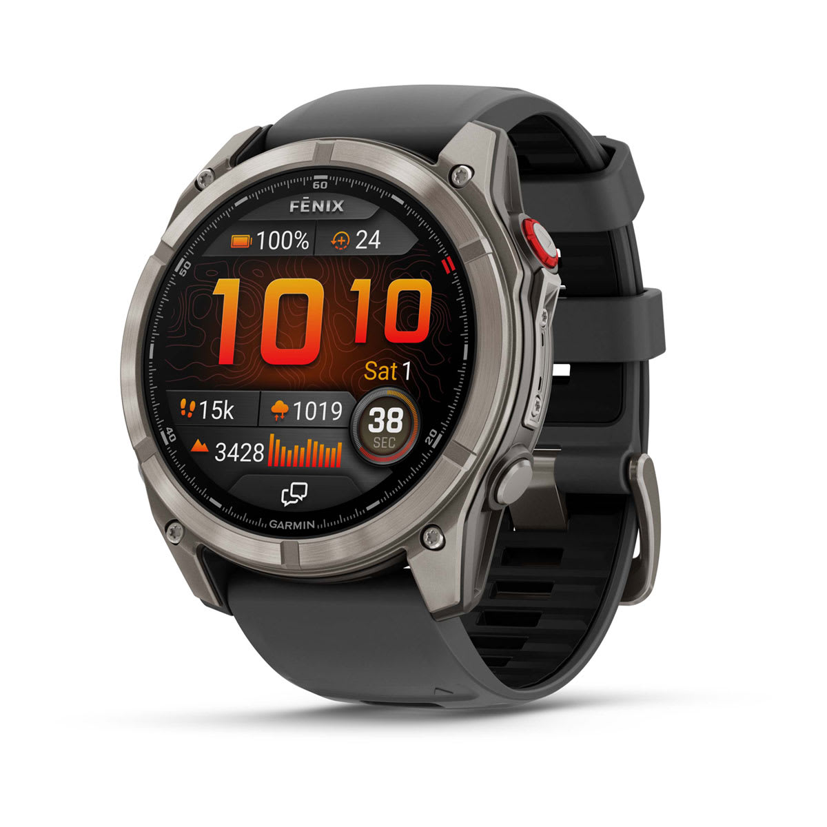 fēnix® 8 Pro – 51 mm, AMOLED, Sapphire, titanium med silikonerem i Graphite/sort