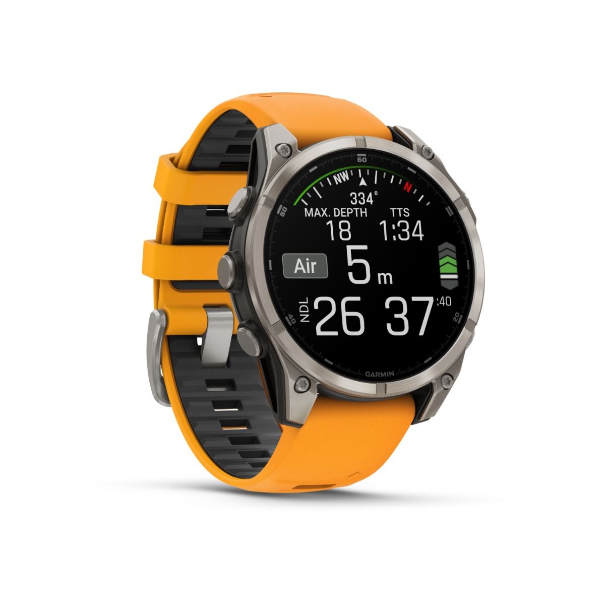 fēnix® 8 – 47 mm, AMOLED, Sapphire, Titanium med Spark Orange/Graphite silikonerem