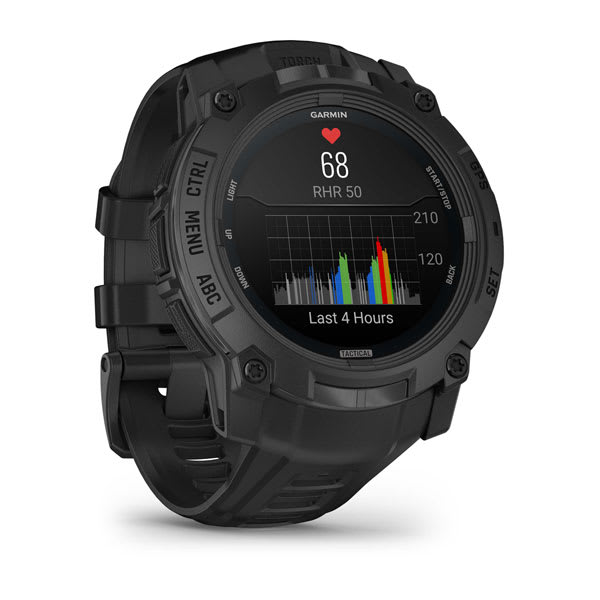 Instinct® 3 – 50 mm, AMOLED, Tactical Edition, Sort med sort rem