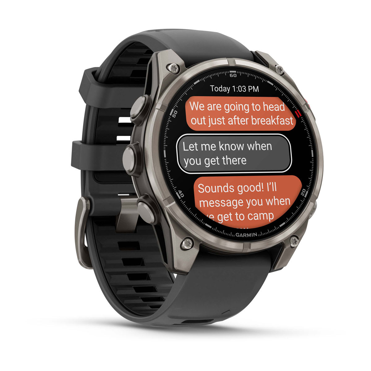 fēnix® 8 Pro – 47 mm, AMOLED, Sapphire, titanium med silikonerem i Graphite/sort