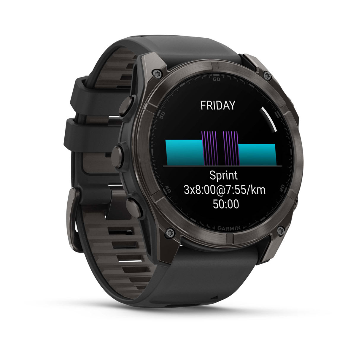 fēnix® 8 – 51 mm, AMOLED, Sapphire, Carbon Grey DLC med sort/Pebble Grey silikonerem