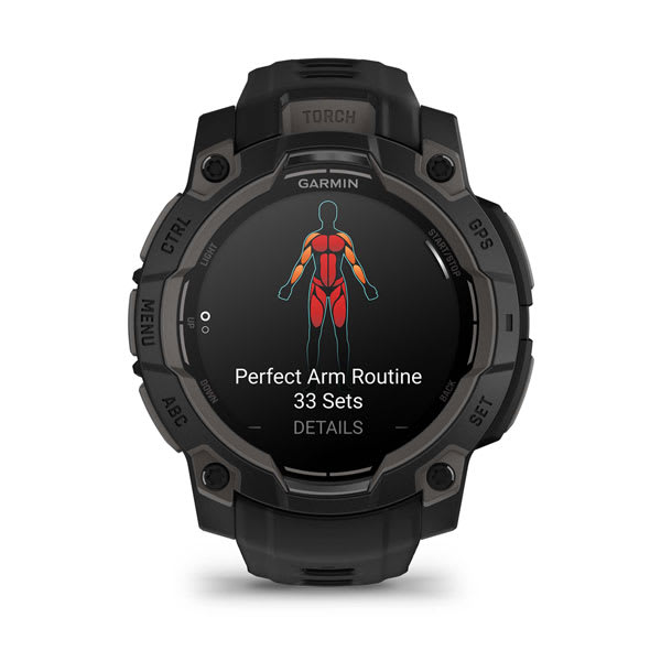 Instinct® 3 – 45 mm, AMOLED, Sort med sort rem