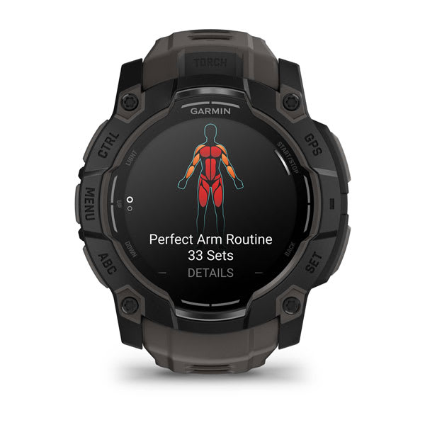 Instinct® 3 – 50 mm, AMOLED, Sort med Charcoal rem