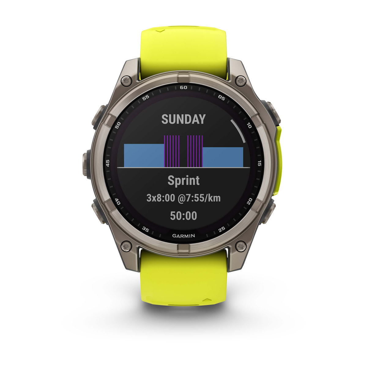 fēnix® 8 – 47 mm, Solar, Sapphire, Titanium med Amp yellow/graphite silikonerem