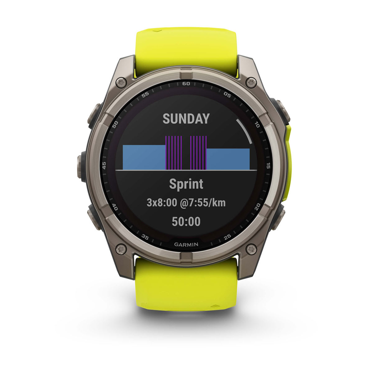 fēnix® 8 – 51 mm, Solar, Sapphire, Titanium med Amp Yellow/Graphite silikonerem