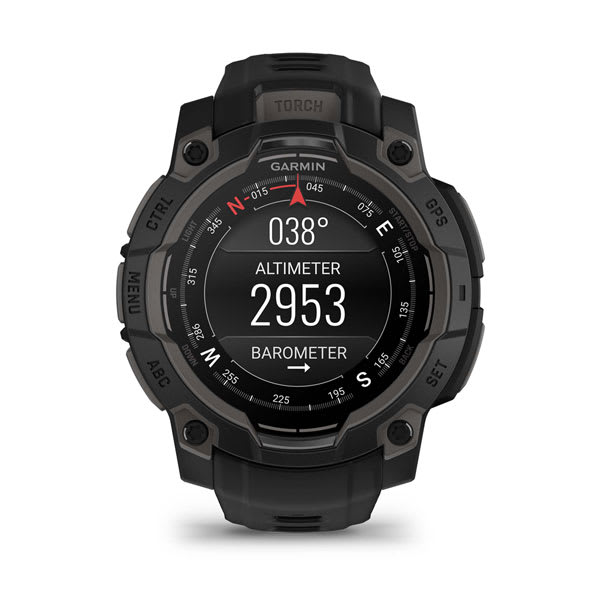 Instinct® 3 – 45 mm, AMOLED, Sort med sort rem