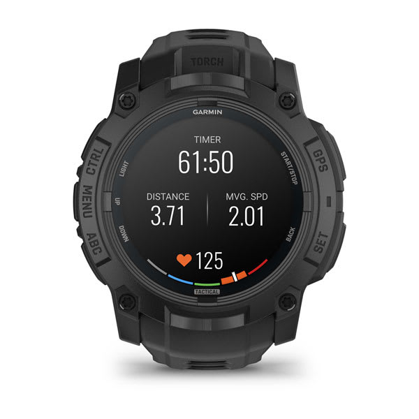 Instinct® 3 – 50 mm, AMOLED, Tactical Edition, Sort med sort rem