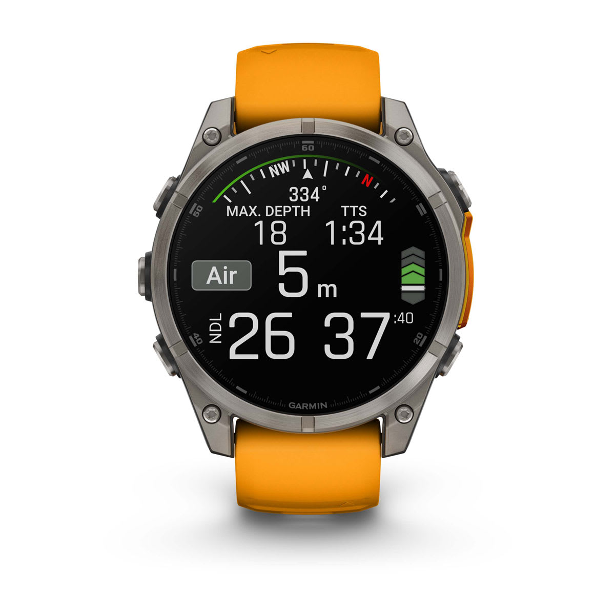 fēnix® 8 – 47 mm, AMOLED, Sapphire, Titanium med Spark Orange/Graphite silikonerem