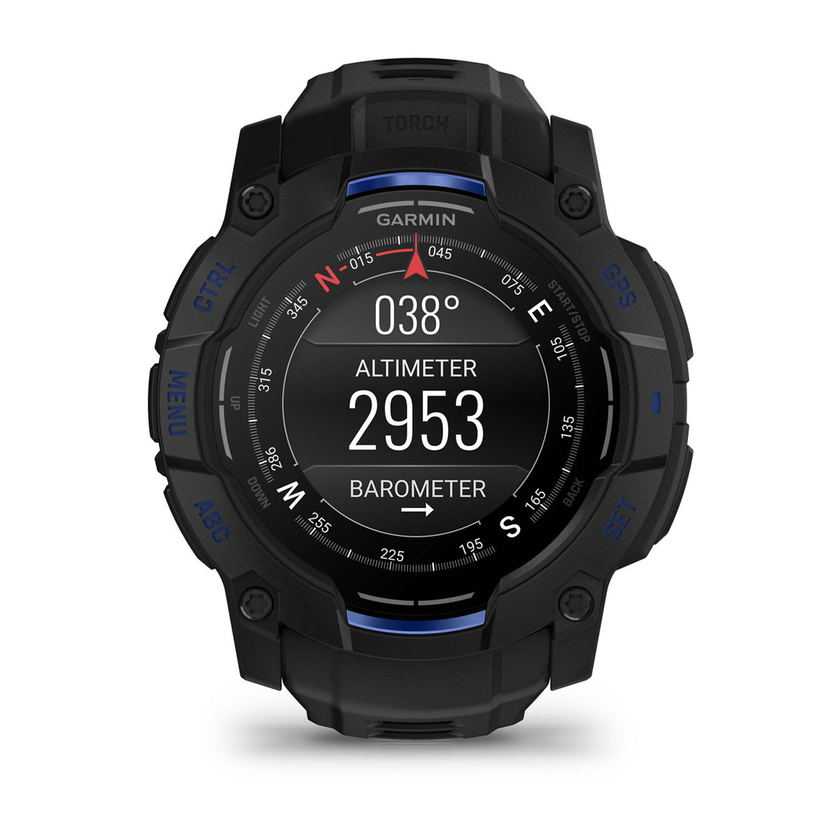 Instinct® 3 – 50 mm, AMOLED, Sort med sort/Bolt Blue rem