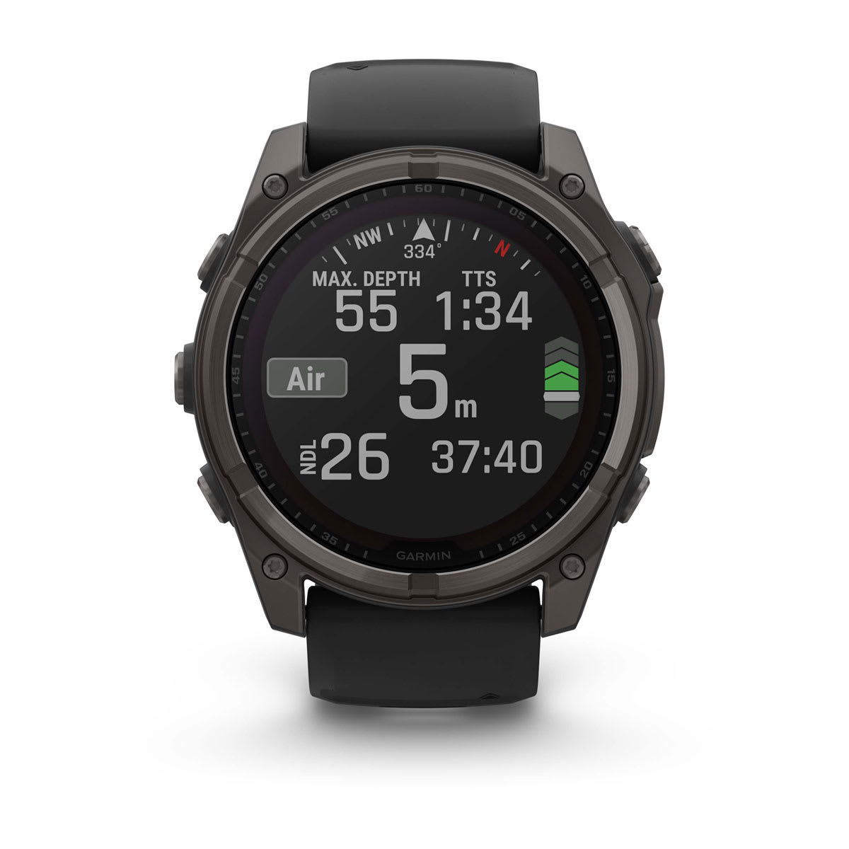 fēnix® 8 – 51 mm, Solar, Sapphire, Carbon Grey DLC-titanium med sort/Pebble Grey silikonerem