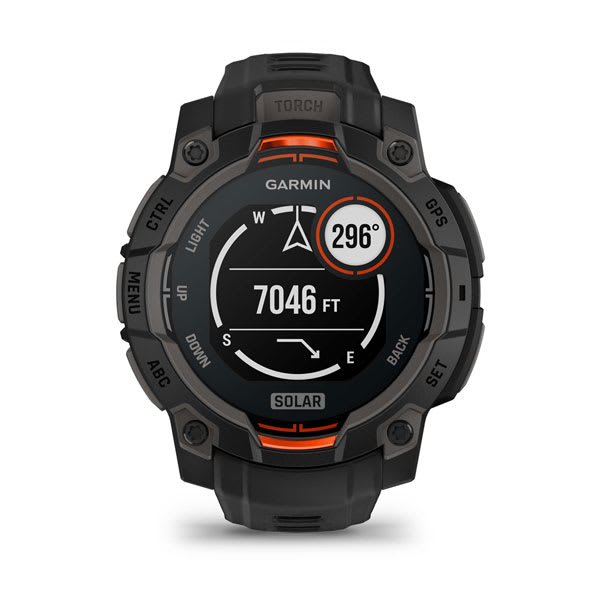 Instinct® 3 – 45 mm, Solar, Sort med sort rem