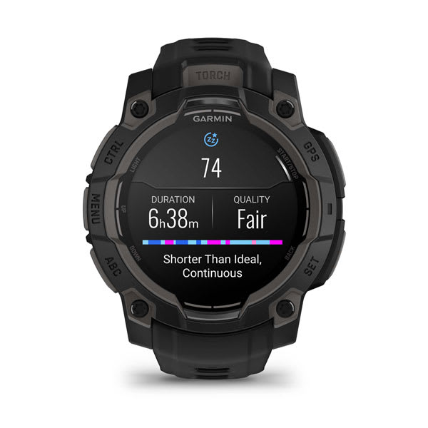 Instinct® 3 – 45 mm, AMOLED, Sort med sort rem