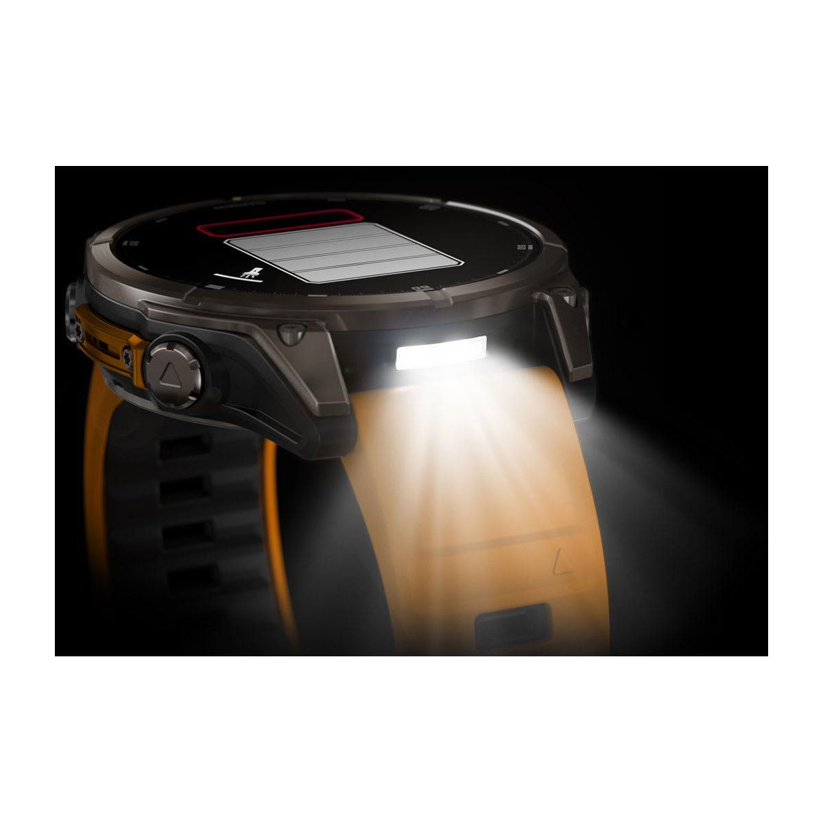 fēnix® 8 – 47 mm, AMOLED, Sapphire, Titanium med Spark Orange/Graphite silikonerem