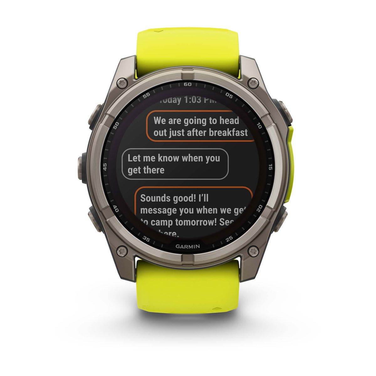 fēnix® 8 – 51 mm, Solar, Sapphire, Titanium med Amp Yellow/Graphite silikonerem